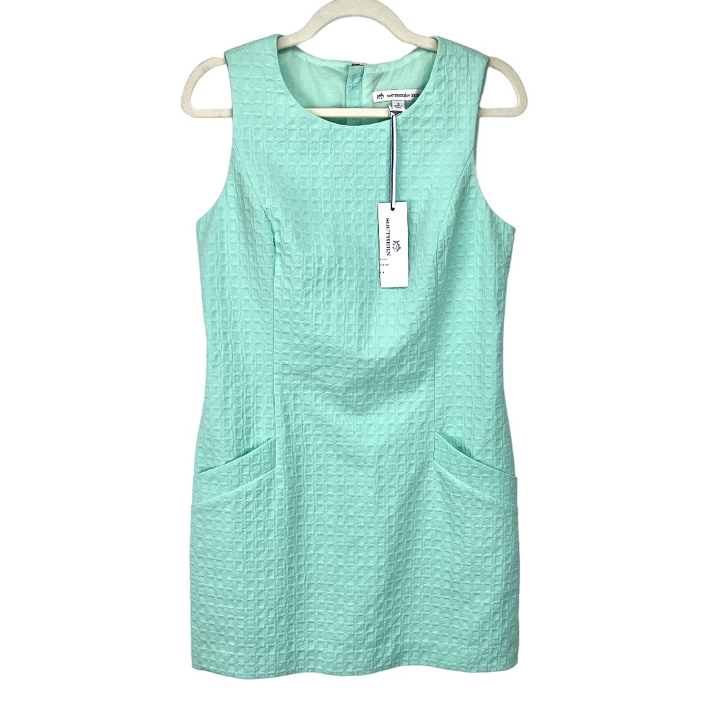 🆕 Southern Tide Women's Size 6 Dress Sleeveless Jacquard Sheath Aquamarine